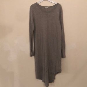 Wilt new grey heather shifted slanted rib mix crew mid calf tee dress